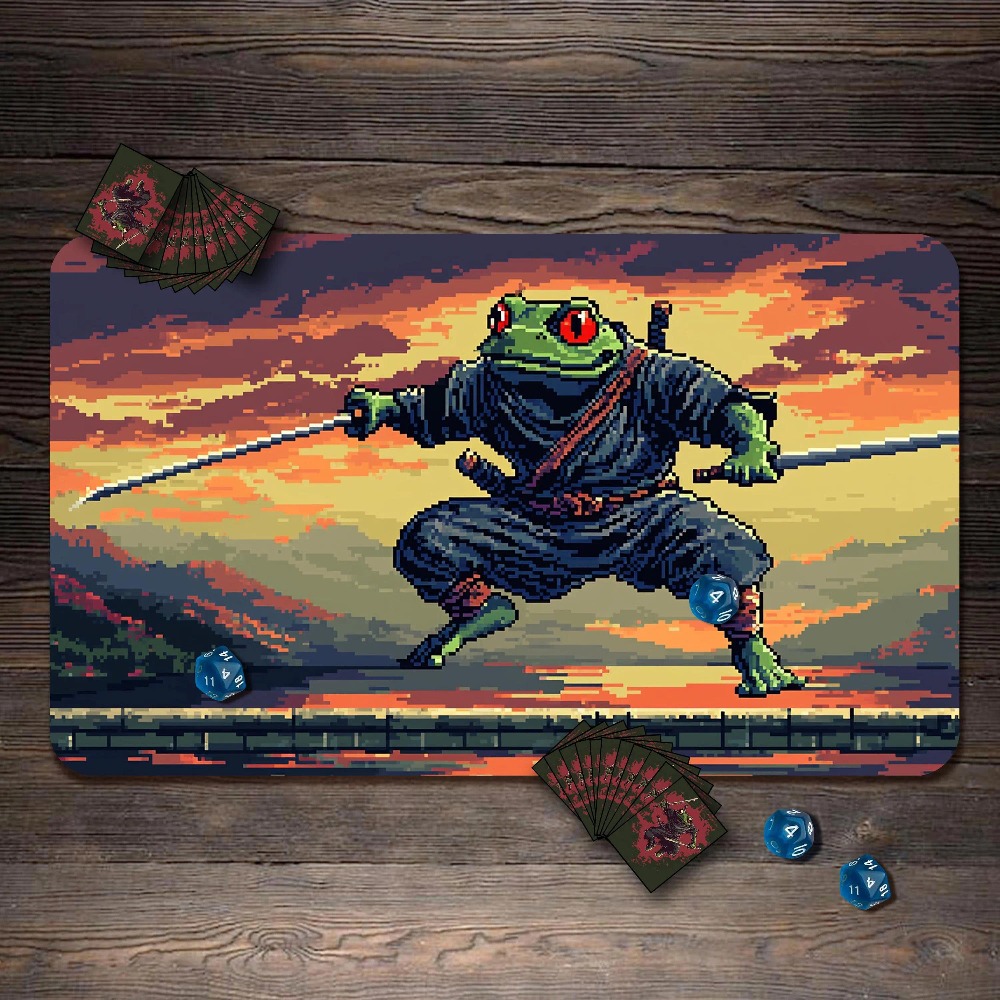 Retro Gaming Xl - Retro Pixel Frog Samurai Gaming Desk