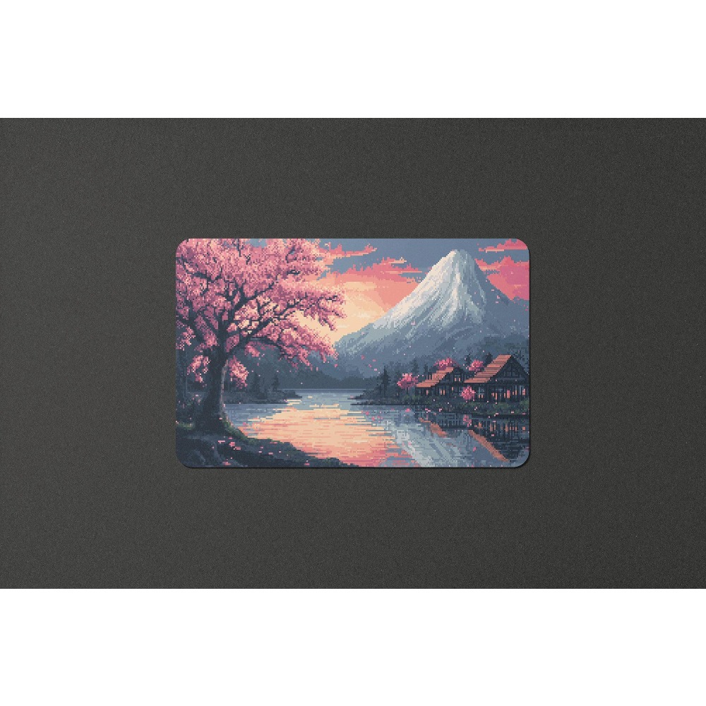 Retro Gaming Xl - Pixel Art Mount Fuji Cherry Blossom