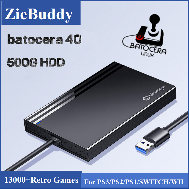 Retro Gaming Hard Drive - ZieBuddy Batocera 40 Linux 500G HDD