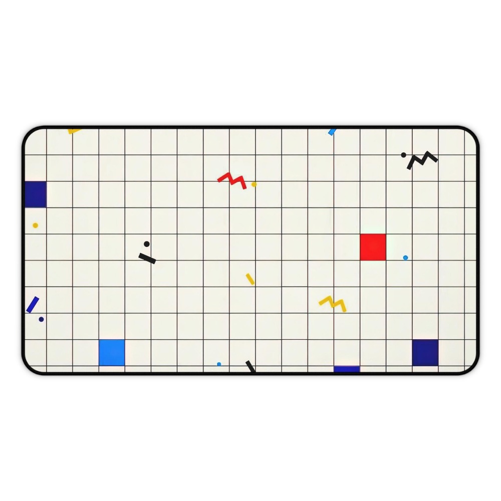 Retro Gaming Xl - Retro Geometric Grid Desk Mat Mouse