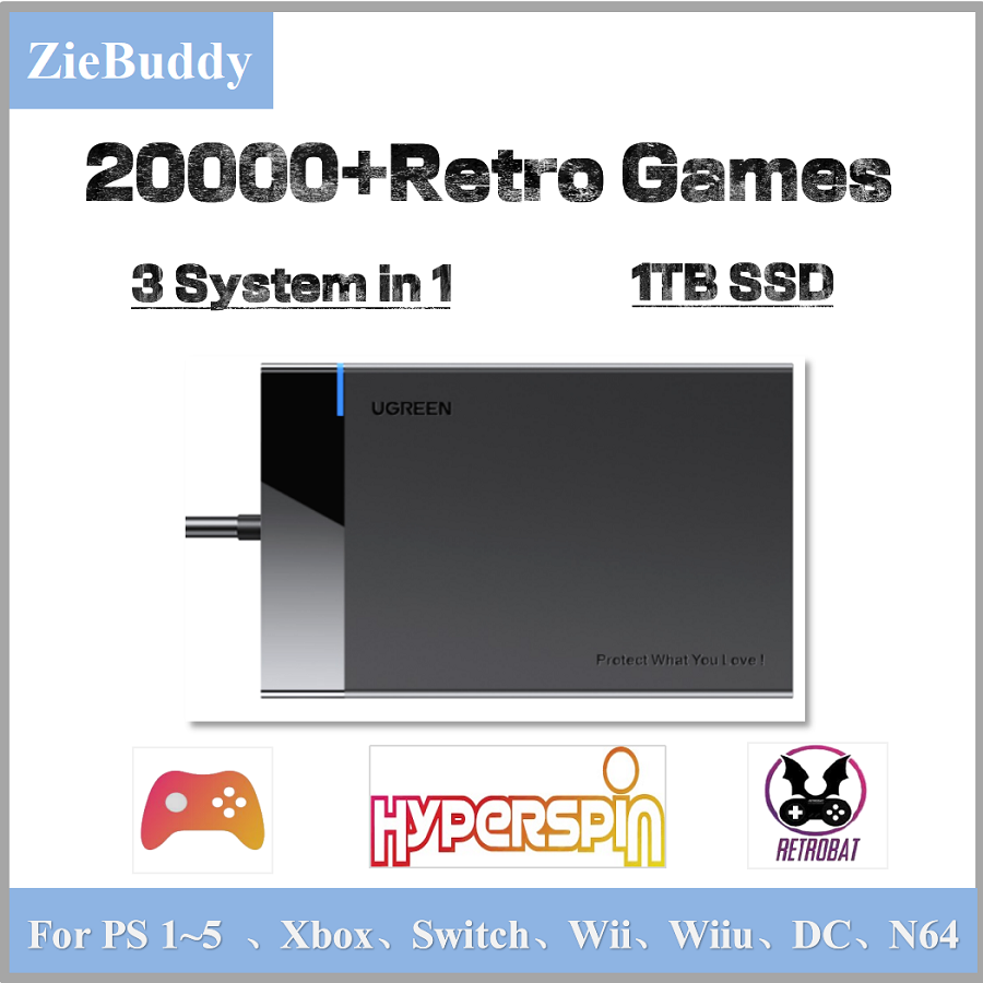 Retro Gaming Hard Drive - Retro Game 1TB SSD Console Contains