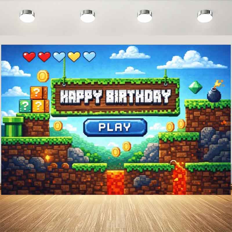 Pixel Video Game Birthday Back - огляд і ціна Background Retro Gaming